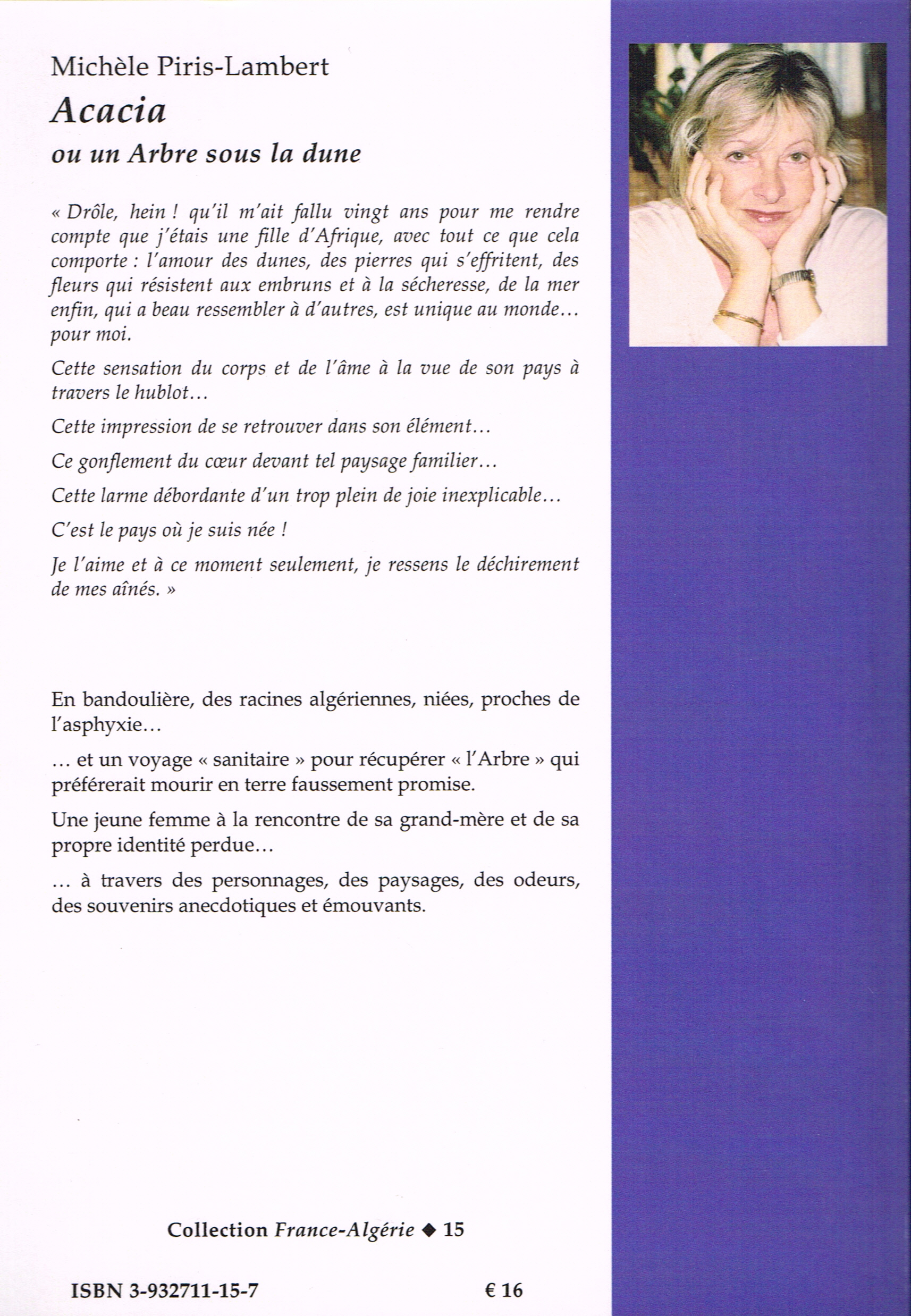 Back cover of Acacia ou un Arbre sous la dune