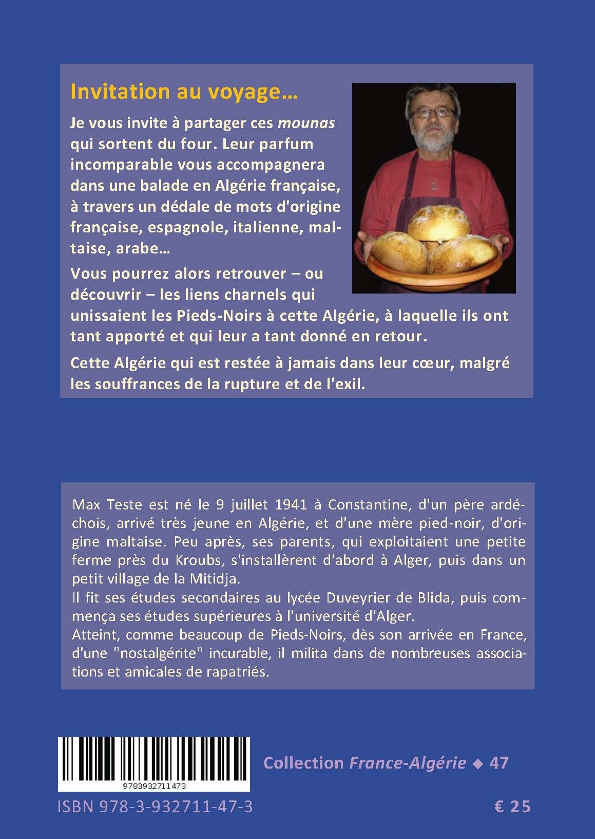 Back cover of Dictionnaire amoureux, gourmand et nostalgique de l'Algérie française