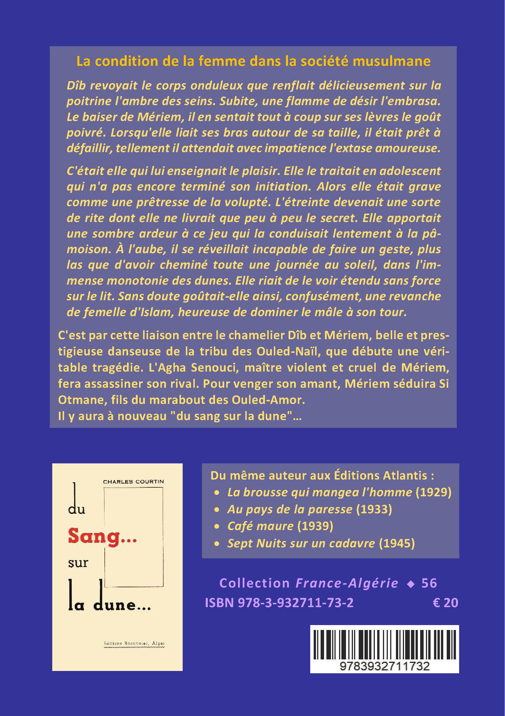 Back cover of Du Sang sur la dune. Algérie 1920. Roman colonial