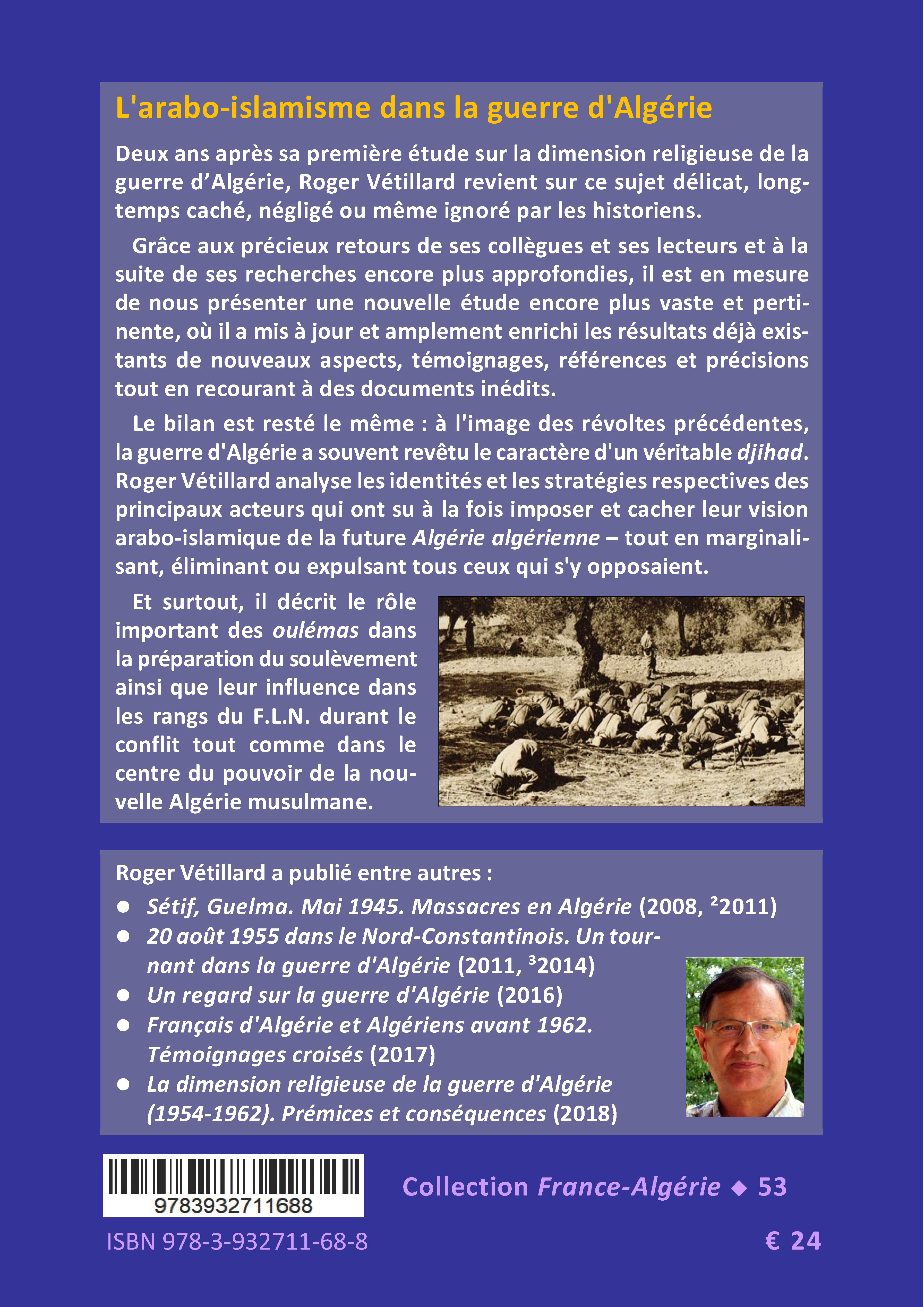 Back cover of La guerre d'Algérie, une guerre sainte ?