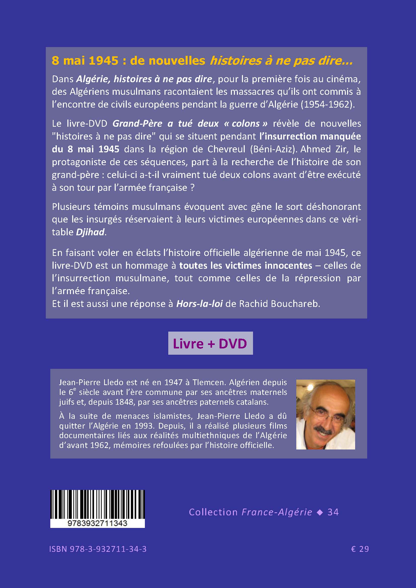 Back cover of L'Hôte. La nouvelle d’Albert Camus et la bande dessinée de Jacques Ferrandez dans le contexte colonial