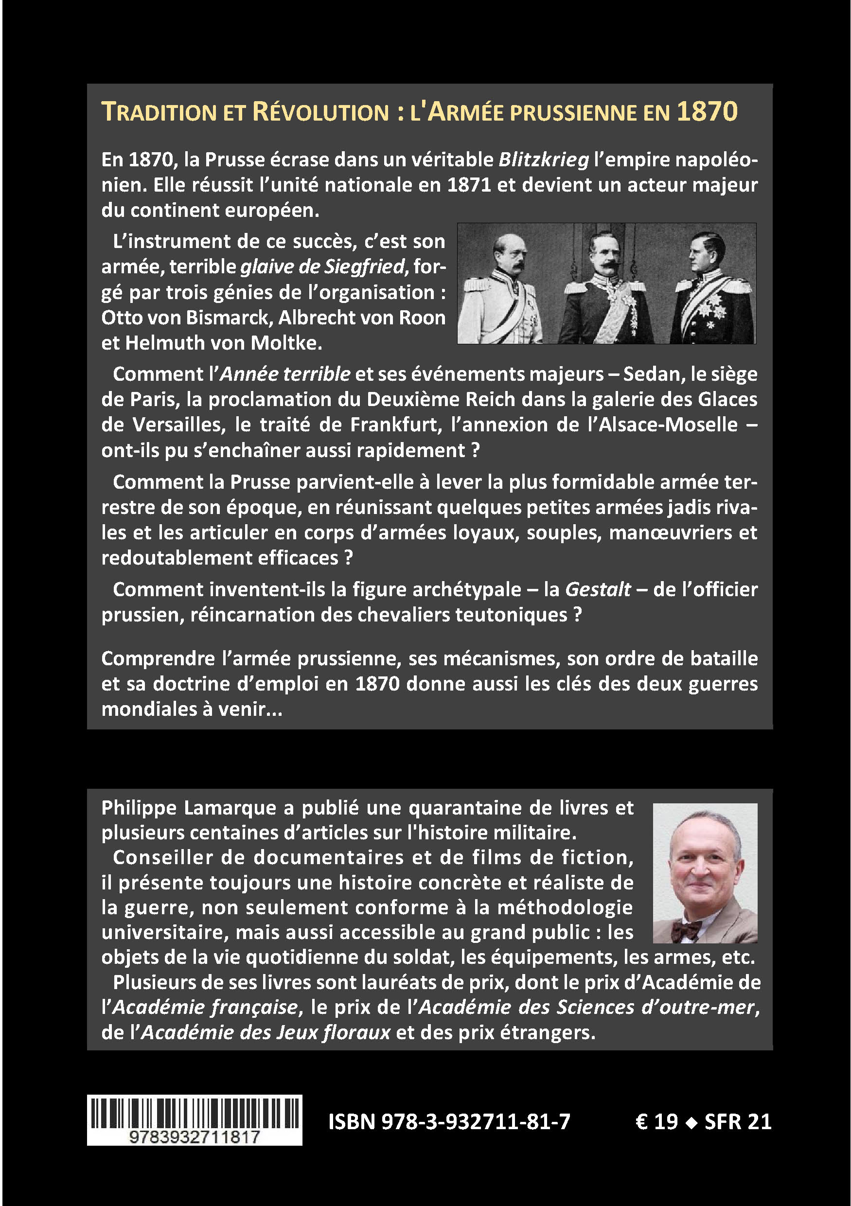 Back cover of Tradition et révolution. L'armée prussienne en 1870